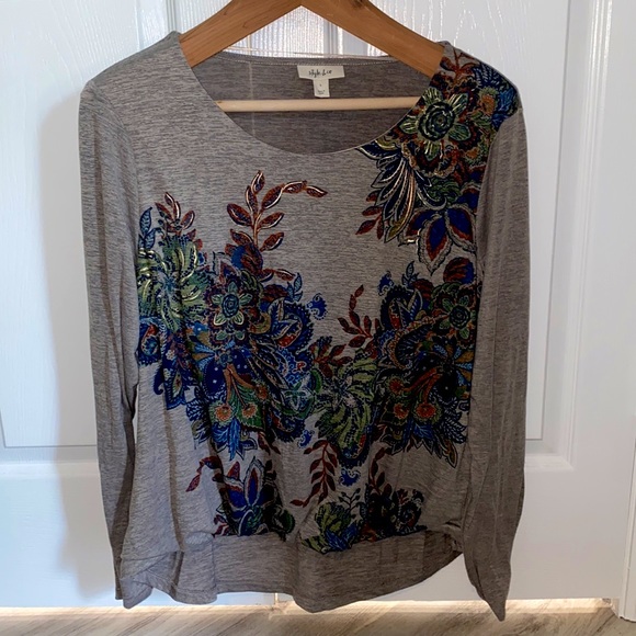 Style & Co. Tops - Style & Co Long-sleeve Patterned Tee